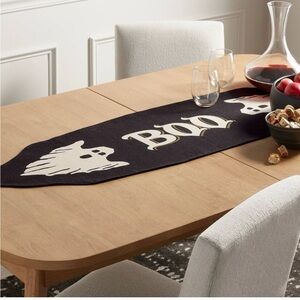 Threshold Black and Boo ghost Halloween Table Topper 14x48